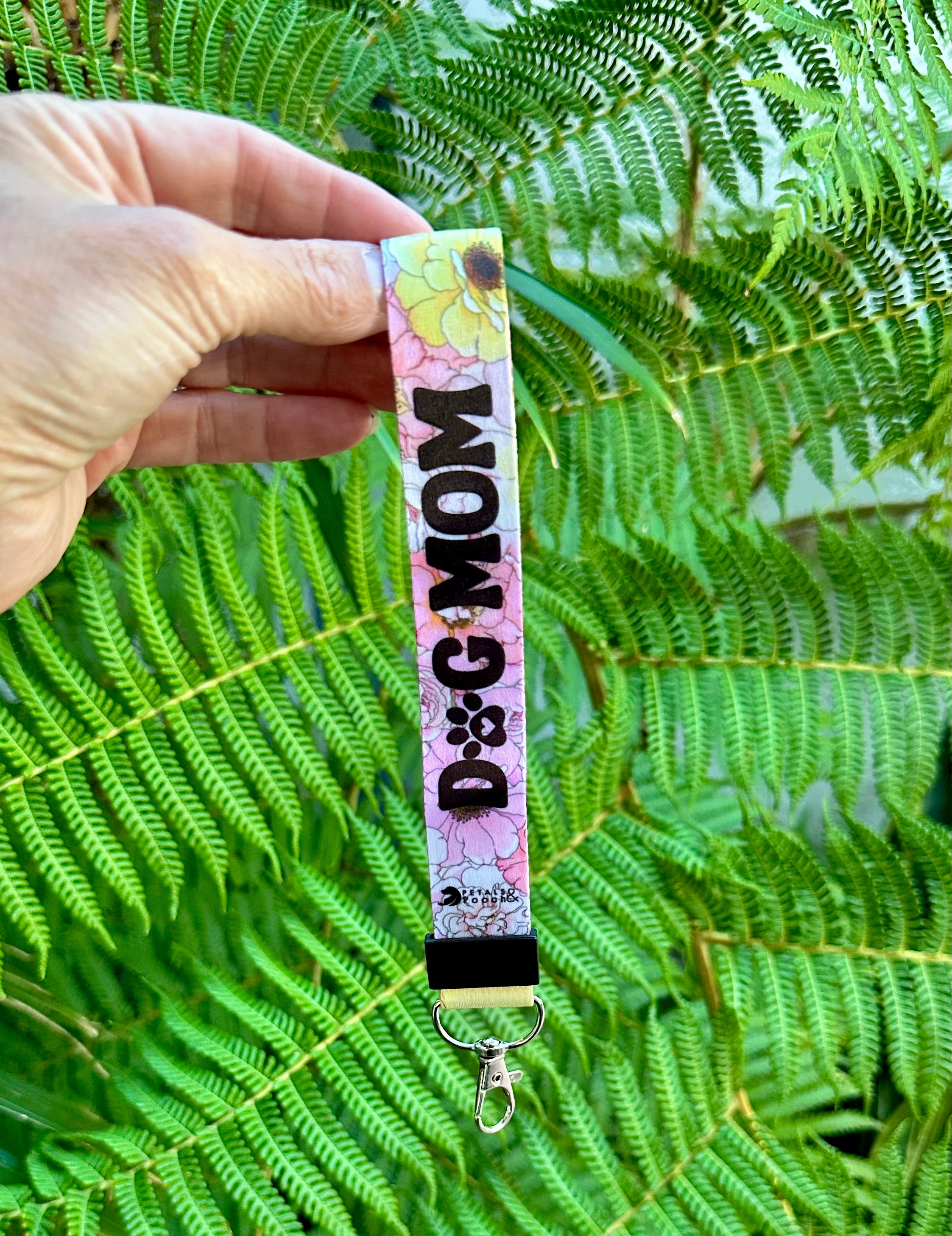 Blooming Dog Mom Wrist Keychain Lanyard