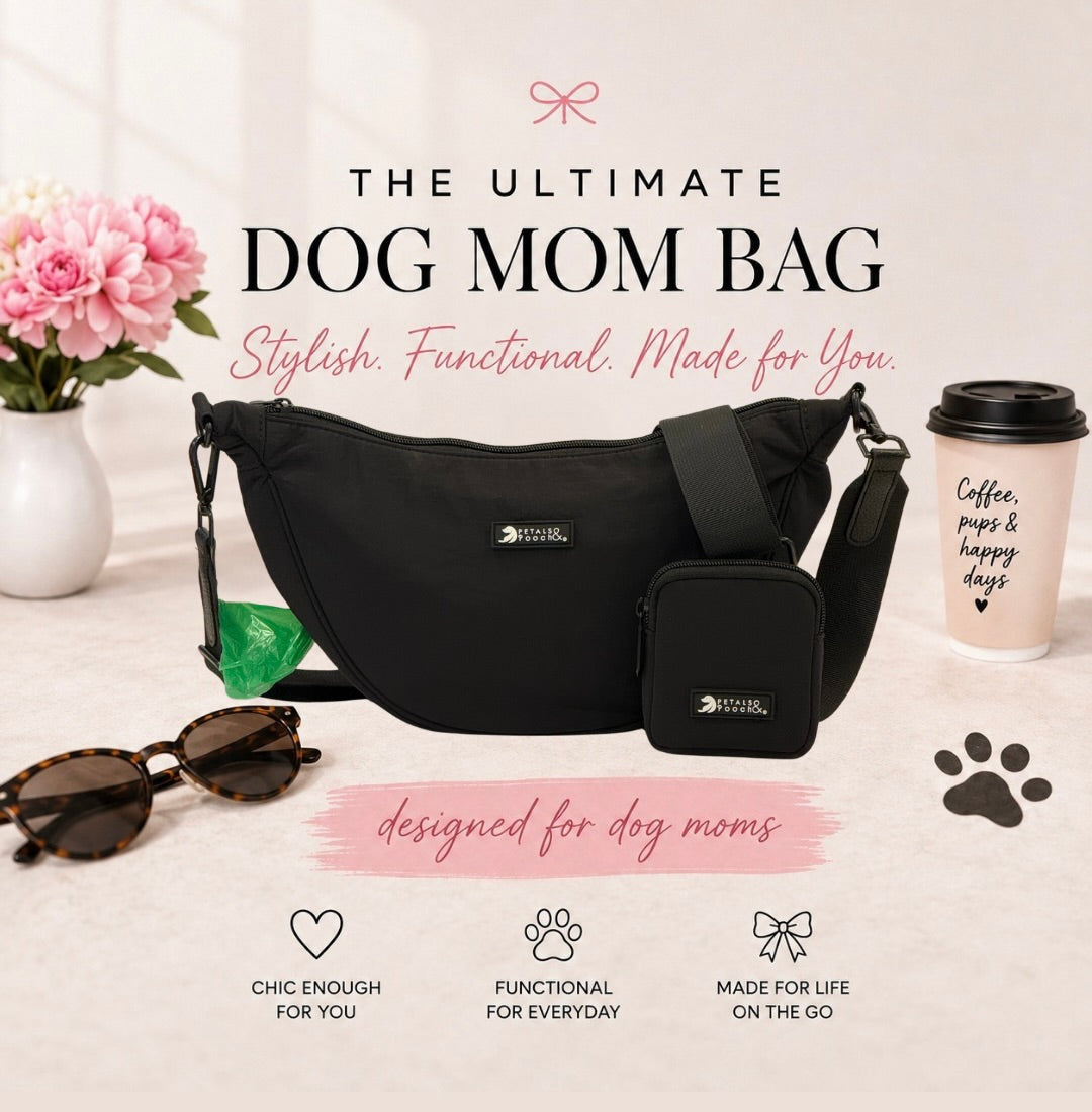 Black Crossbody Crescent Dog Walking Handbag