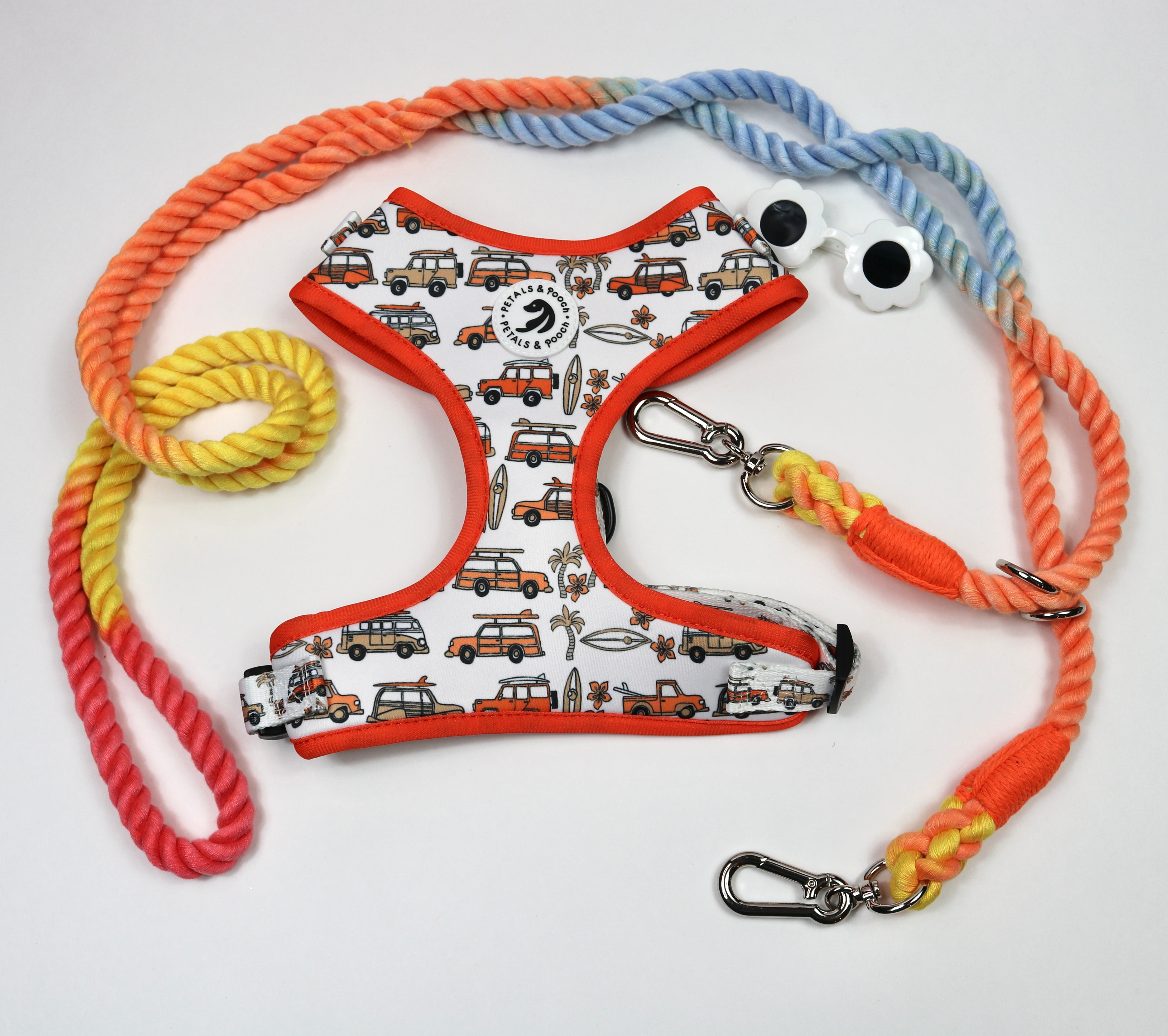 Hands-Free Rope Leash- Sunrise Rainbow